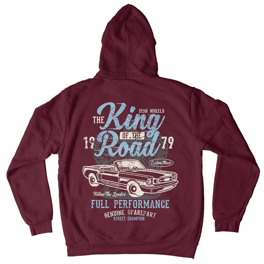 King Of The Road Mens Hoodie With Pocket Motorcycles A078