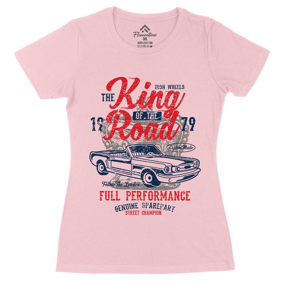 King Of The Road Womens Organic Crew Neck T-Shirt Motorcycles A078