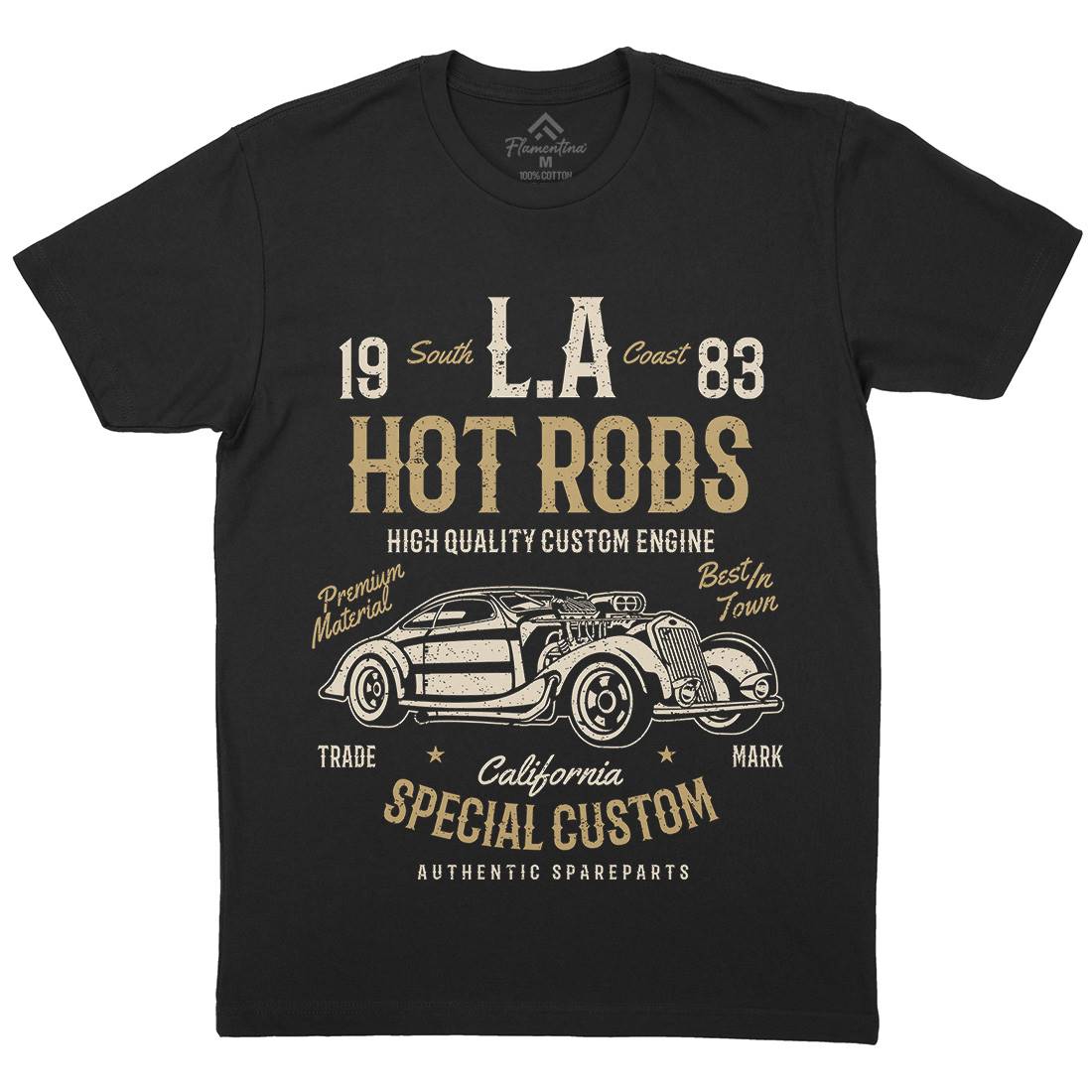 La Hot Rods Mens Organic Crew Neck T-Shirt Cars A079