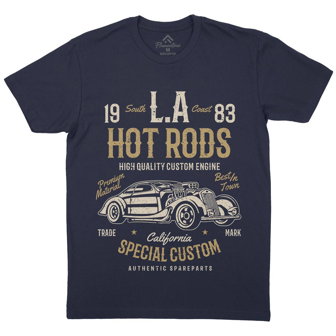 La Hot Rods Mens Organic Crew Neck T-Shirt Cars A079