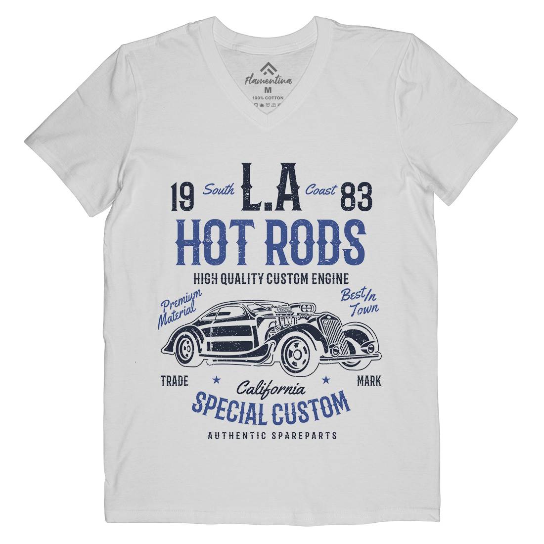 La Hot Rods Mens Organic V-Neck T-Shirt Cars A079