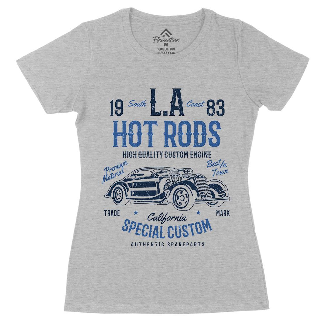 La Hot Rods Womens Organic Crew Neck T-Shirt Cars A079