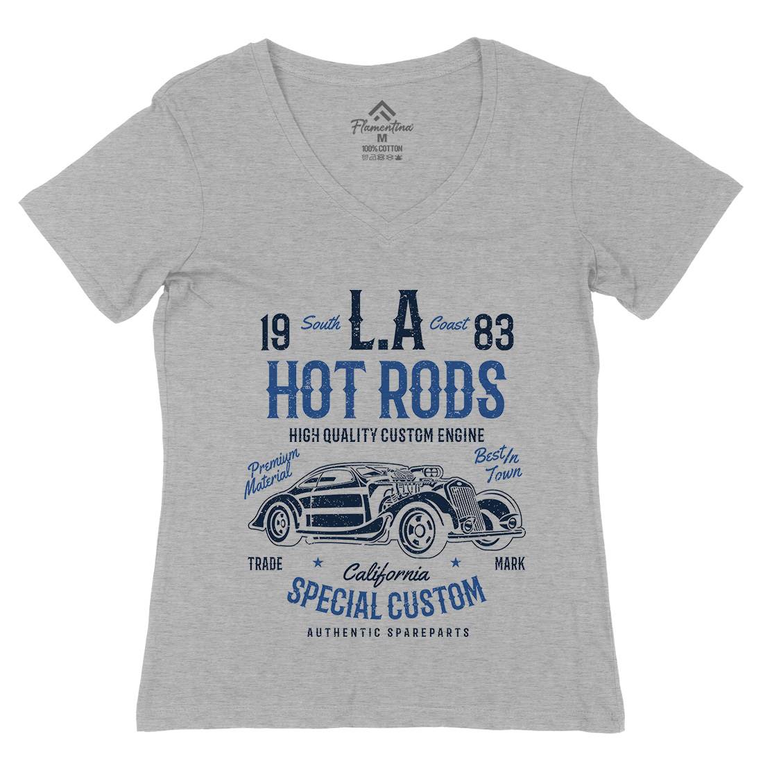 La Hot Rods Womens Organic V-Neck T-Shirt Cars A079