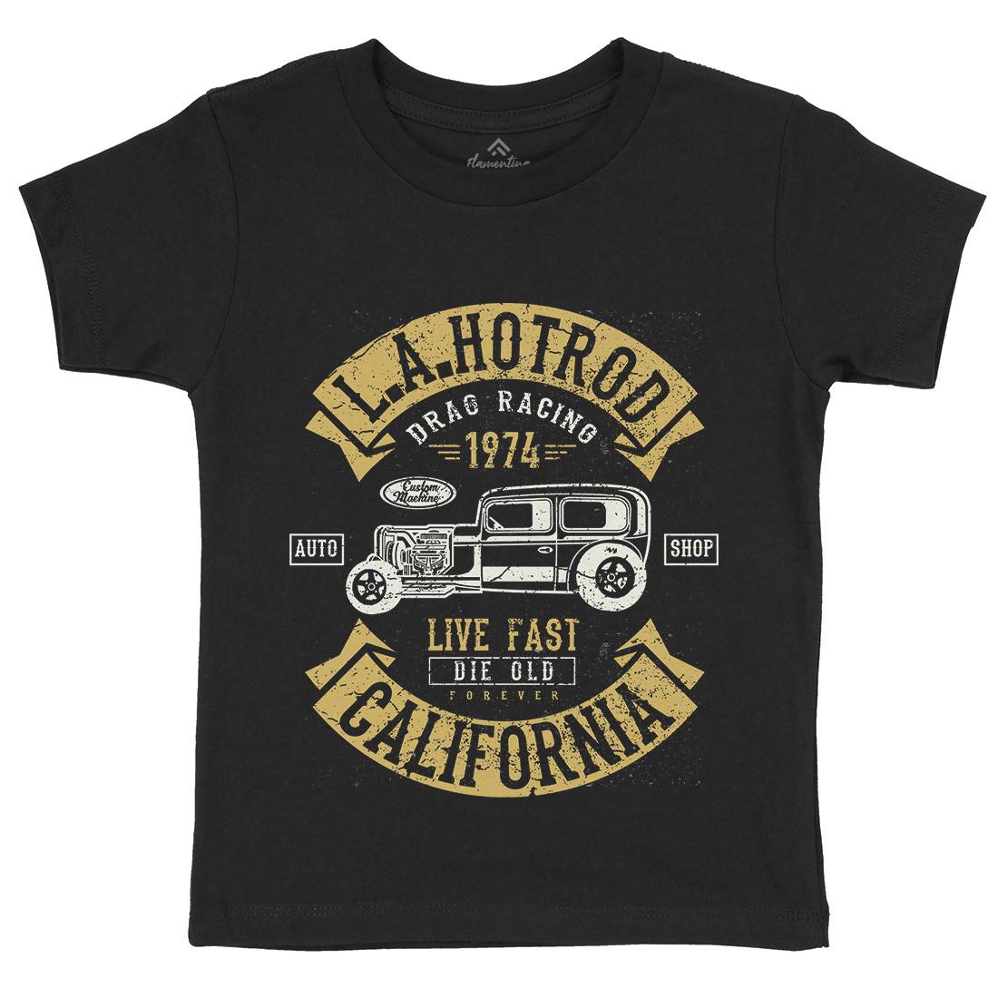 La Hotrod Kids Organic Crew Neck T-Shirt Cars A080
