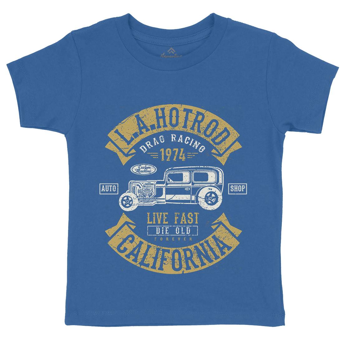 La Hotrod Kids Organic Crew Neck T-Shirt Cars A080