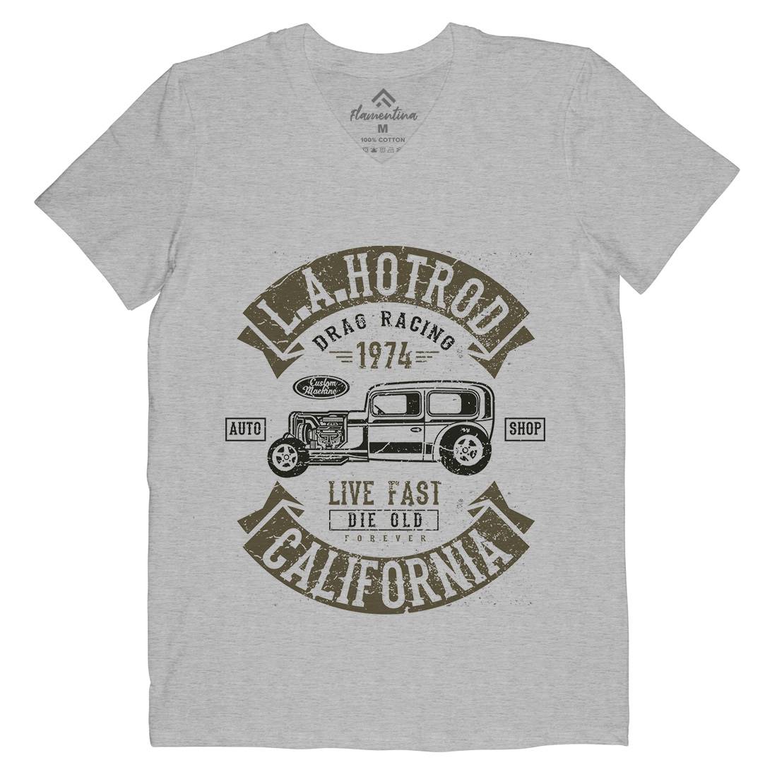 La Hotrod Mens V-Neck T-Shirt Cars A080