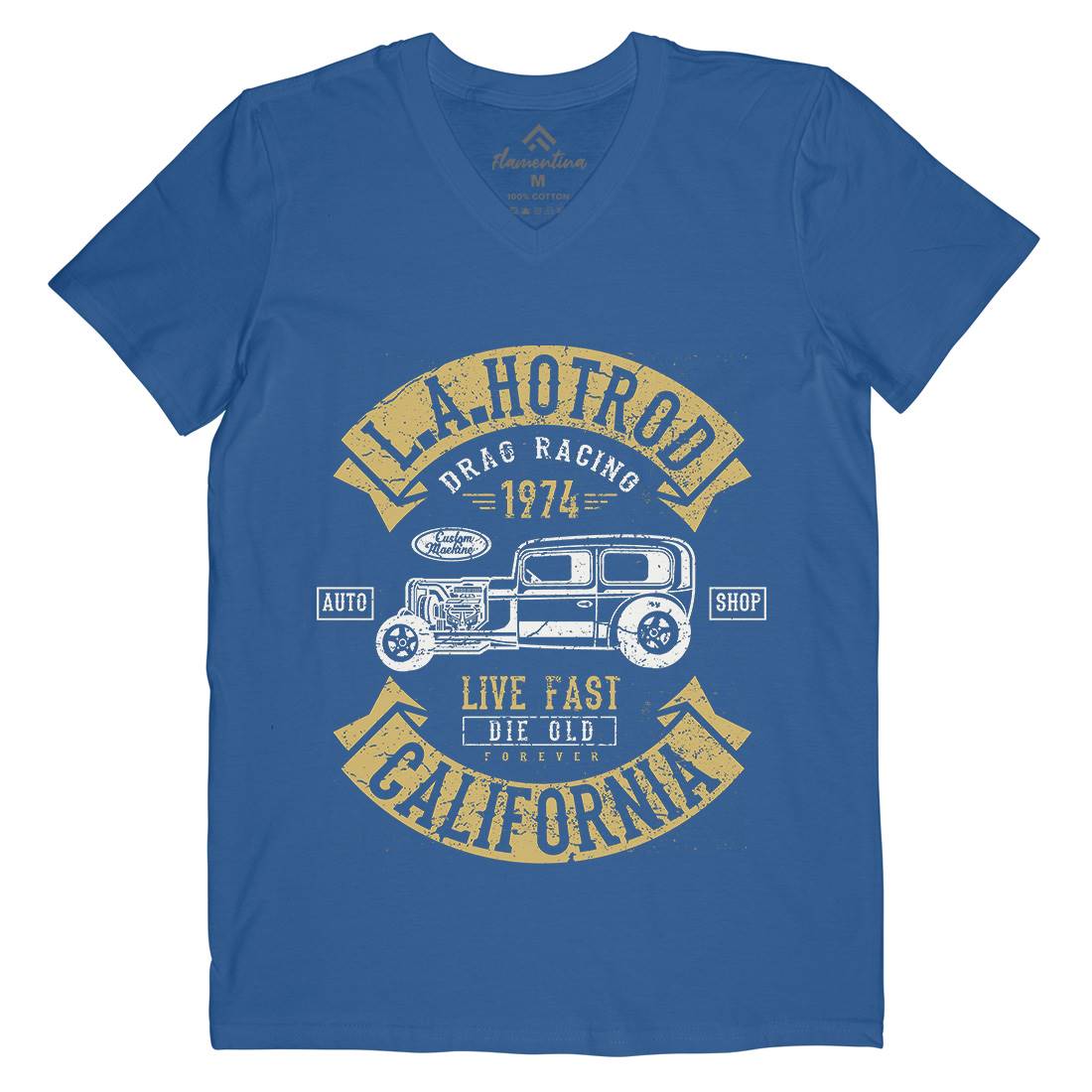 La Hotrod Mens V-Neck T-Shirt Cars A080