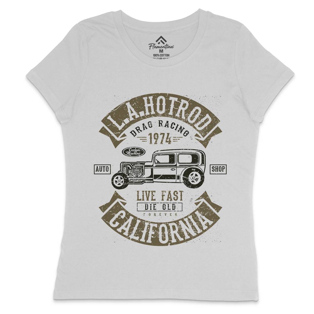 La Hotrod Womens Crew Neck T-Shirt Cars A080