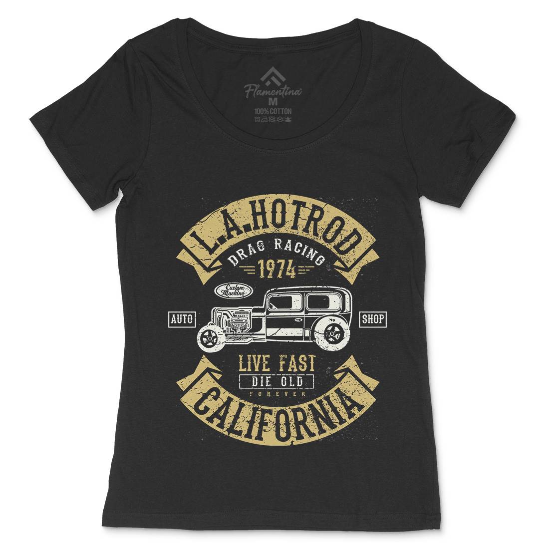 La Hotrod Womens Scoop Neck T-Shirt Cars A080