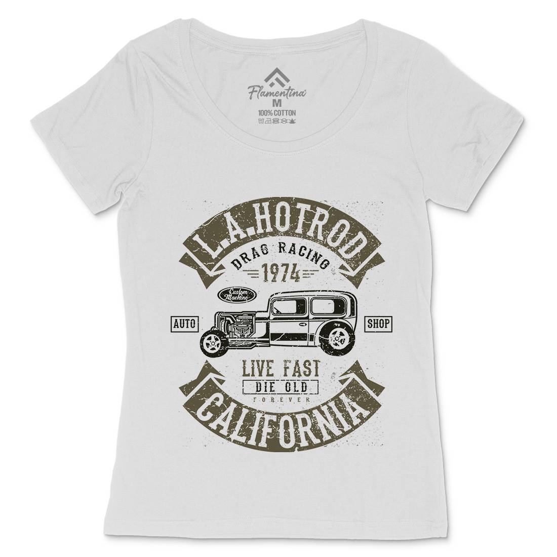 La Hotrod Womens Scoop Neck T-Shirt Cars A080