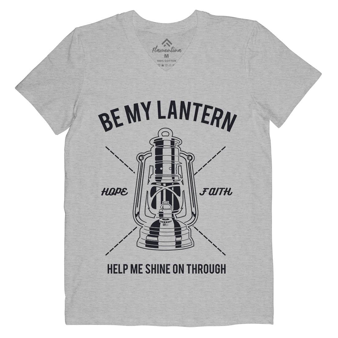 Lantern Mens Organic V-Neck T-Shirt Religion A081