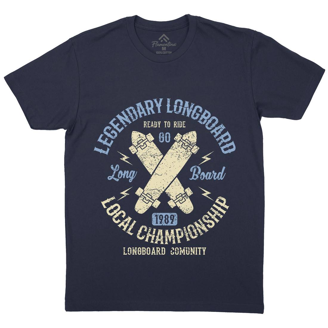 Legendary Longboard Mens Organic Crew Neck T-Shirt Skate A082