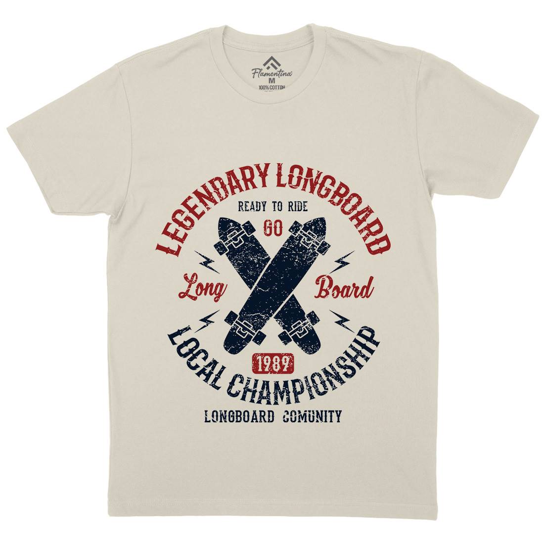 Legendary Longboard Mens Organic Crew Neck T-Shirt Skate A082