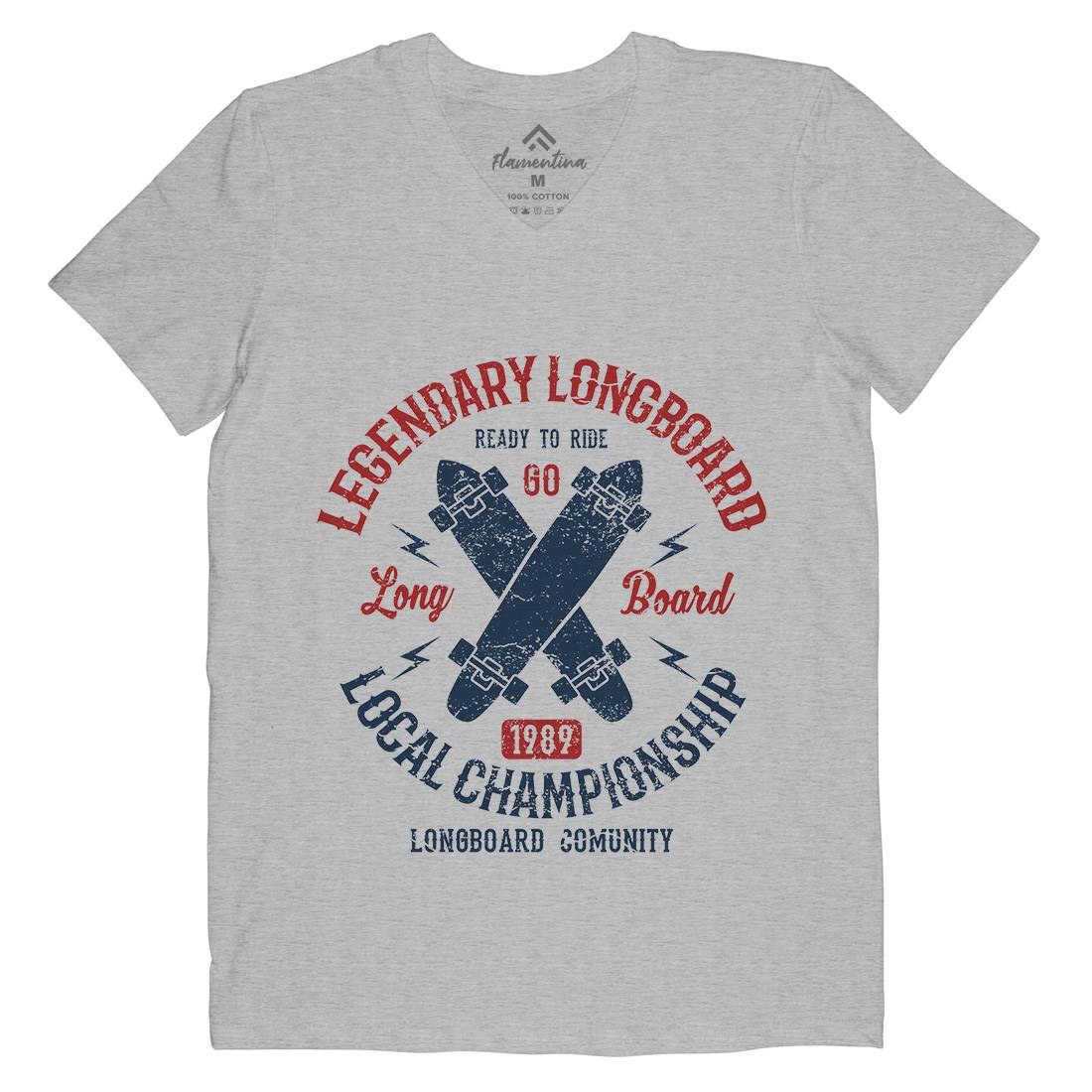 Legendary Longboard Mens V-Neck T-Shirt Skate A082