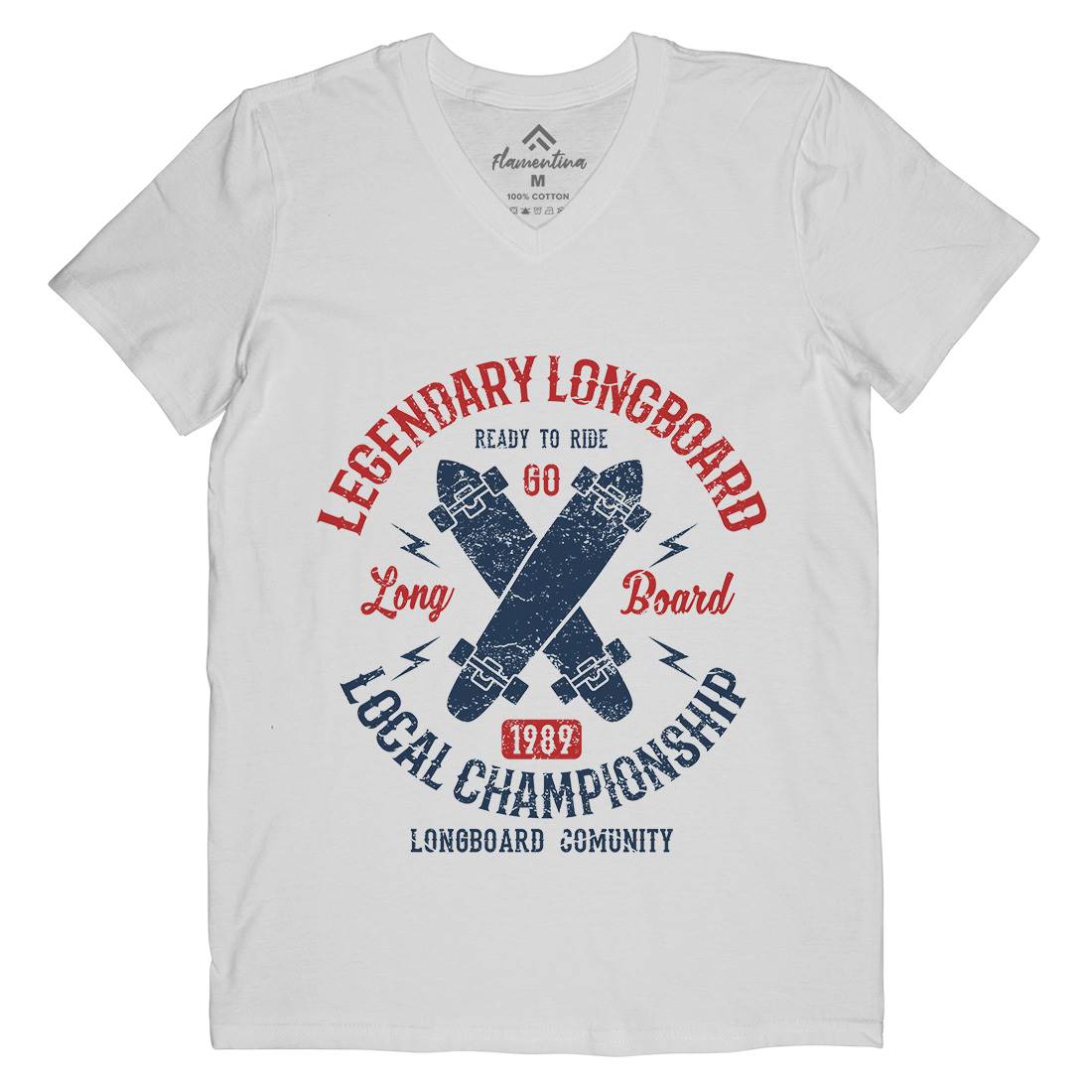 Legendary Longboard Mens V-Neck T-Shirt Skate A082