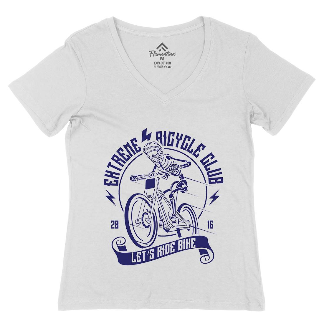 Let&#39;s Ride Bike Womens Organic V-Neck T-Shirt Bikes A083
