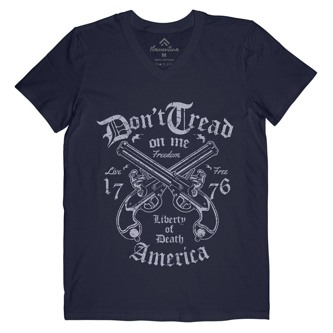 Liberty Of Death Mens Organic V-Neck T-Shirt American A084