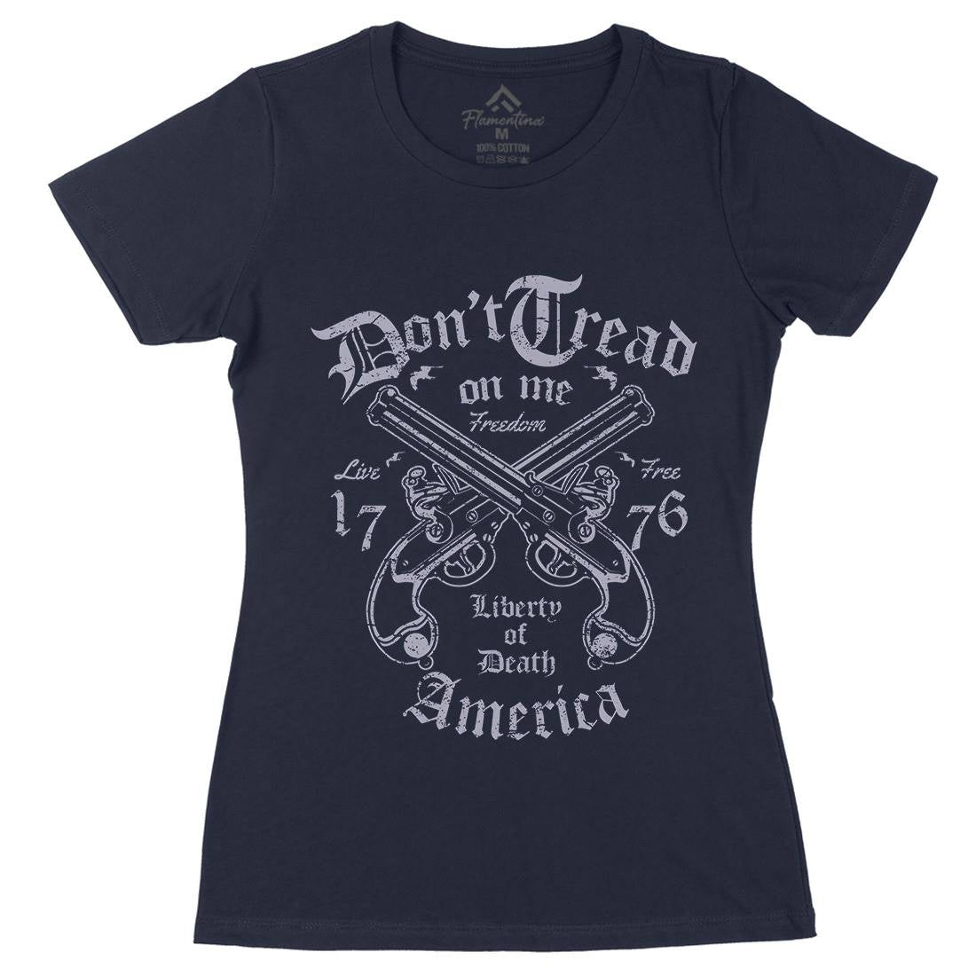 Liberty Of Death Womens Organic Crew Neck T-Shirt American A084