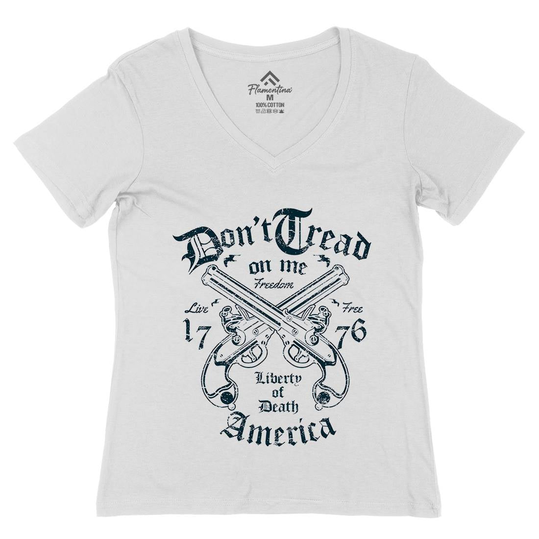 Liberty Of Death Womens Organic V-Neck T-Shirt American A084