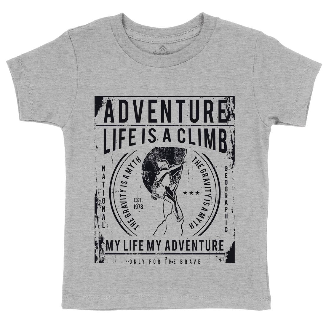 Life Is A Climb Kids Organic Crew Neck T-Shirt Sport A085