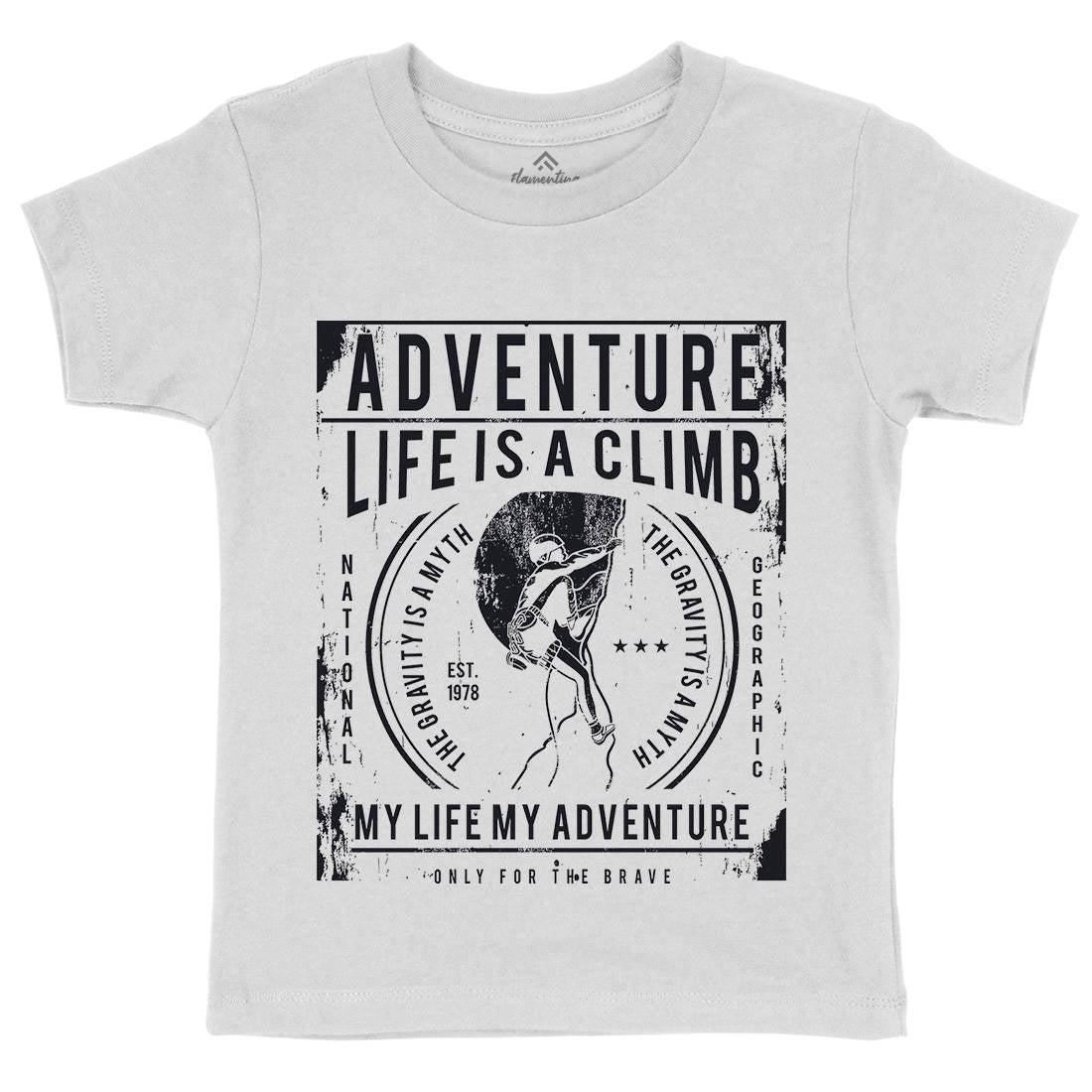Life Is A Climb Kids Organic Crew Neck T-Shirt Sport A085