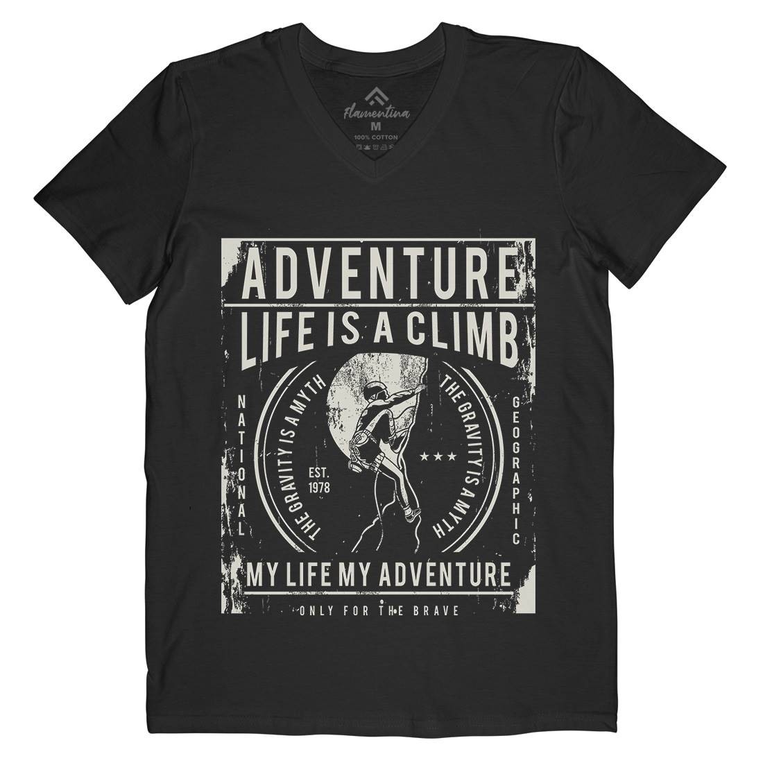 Life Is A Climb Mens Organic V-Neck T-Shirt Sport A085