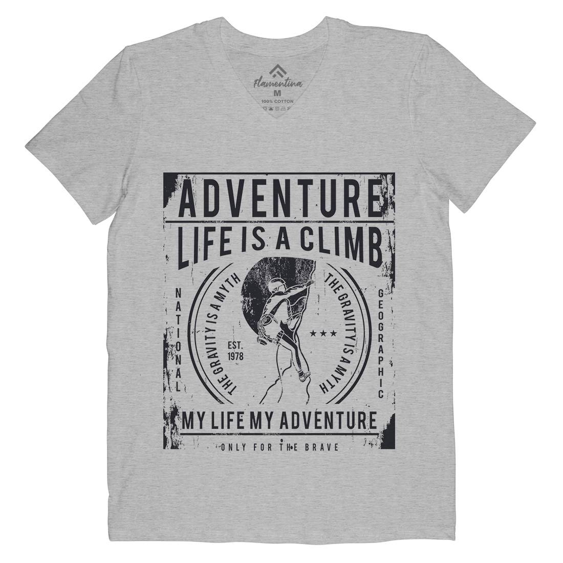Life Is A Climb Mens V-Neck T-Shirt Sport A085