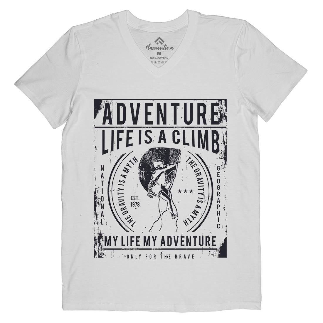 Life Is A Climb Mens Organic V-Neck T-Shirt Sport A085