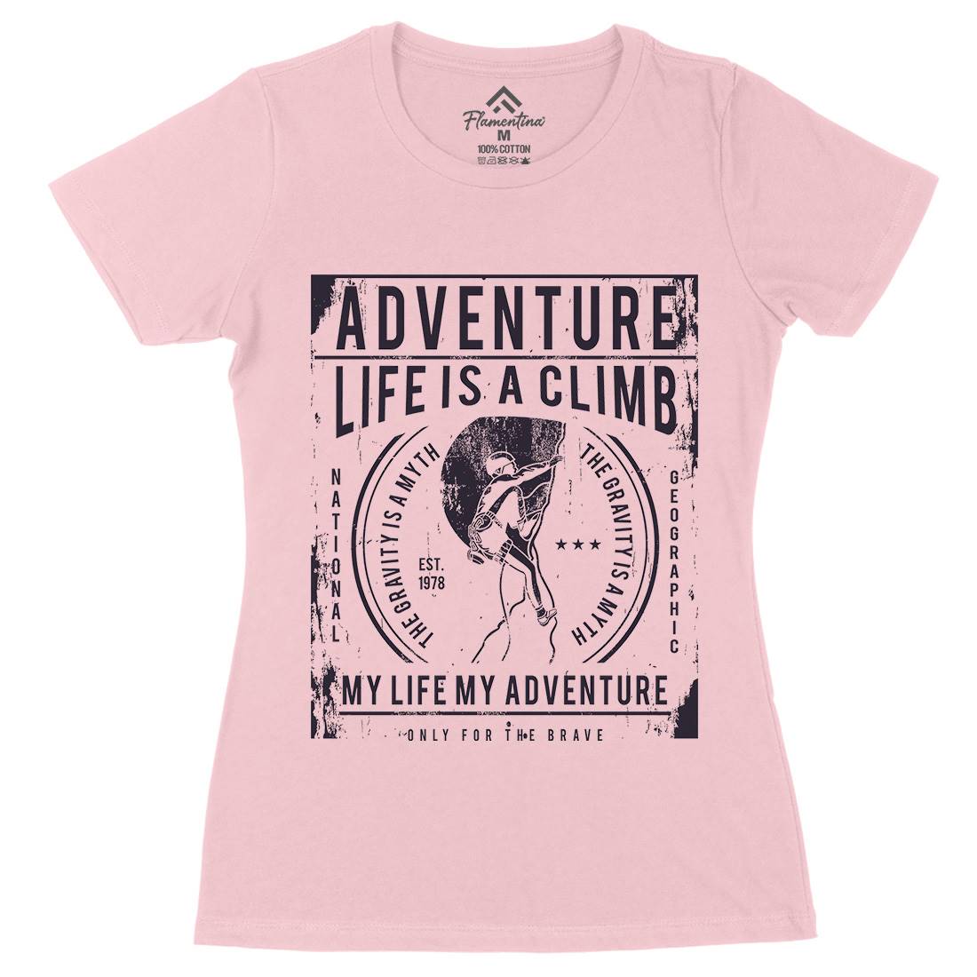 Life Is A Climb Womens Organic Crew Neck T-Shirt Sport A085