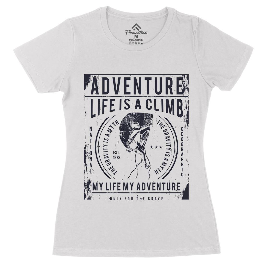 Life Is A Climb Womens Organic Crew Neck T-Shirt Sport A085