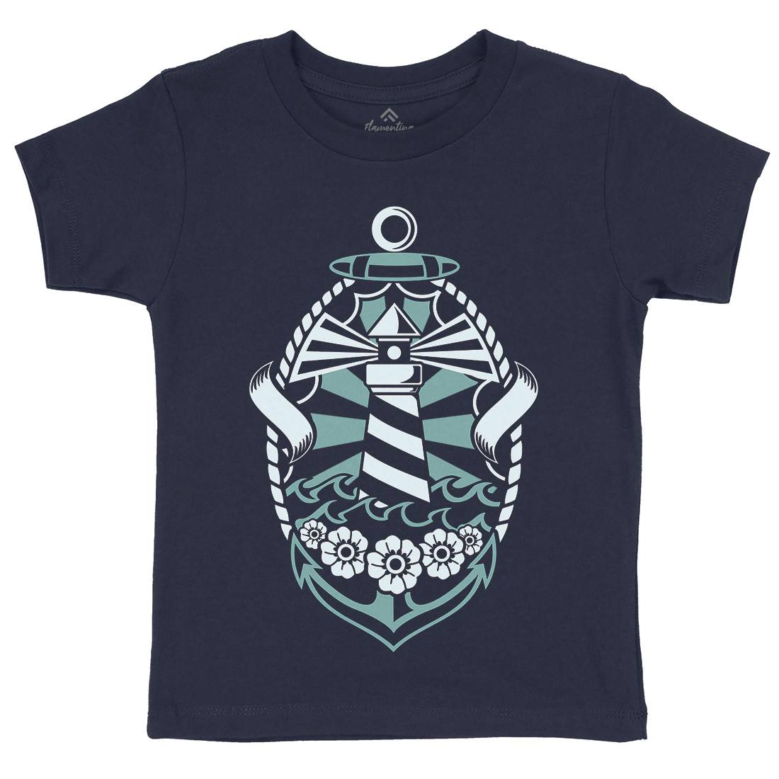 Lighthouse Kids Crew Neck T-Shirt Navy A086