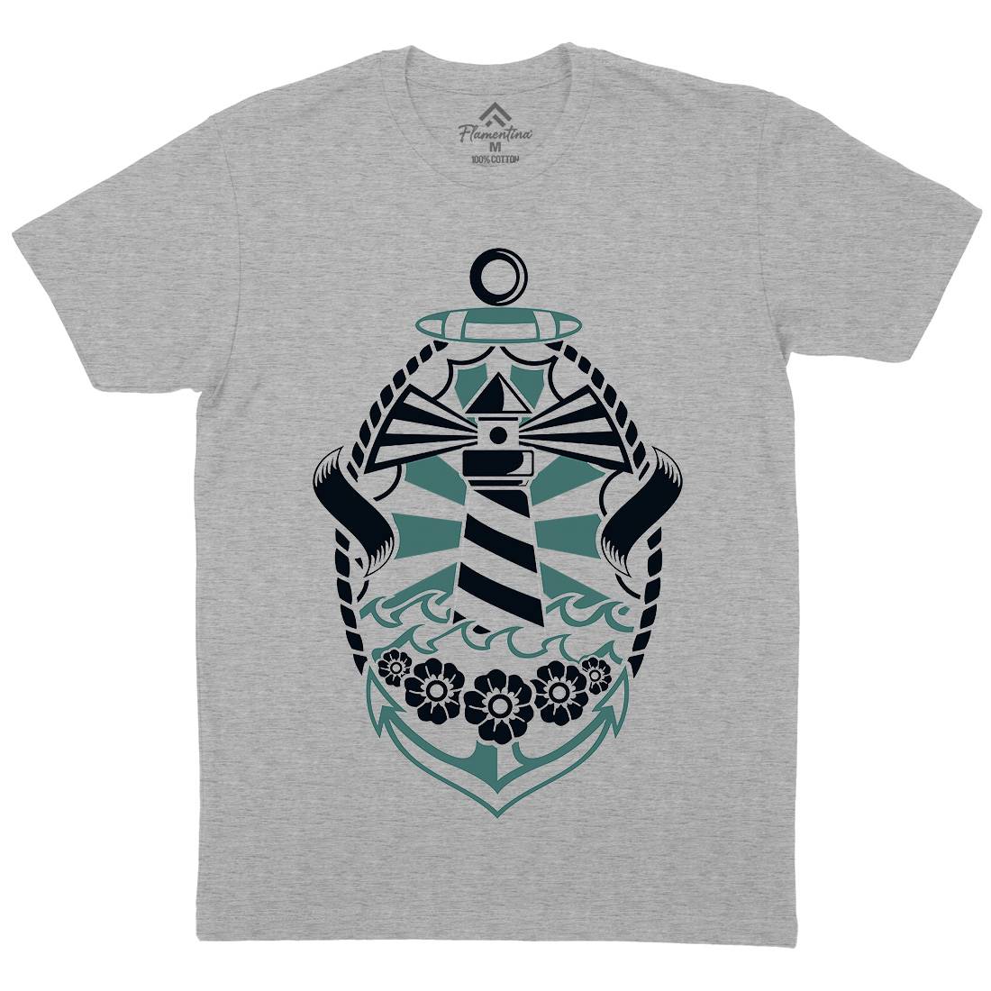 Lighthouse Mens Organic Crew Neck T-Shirt Navy A086