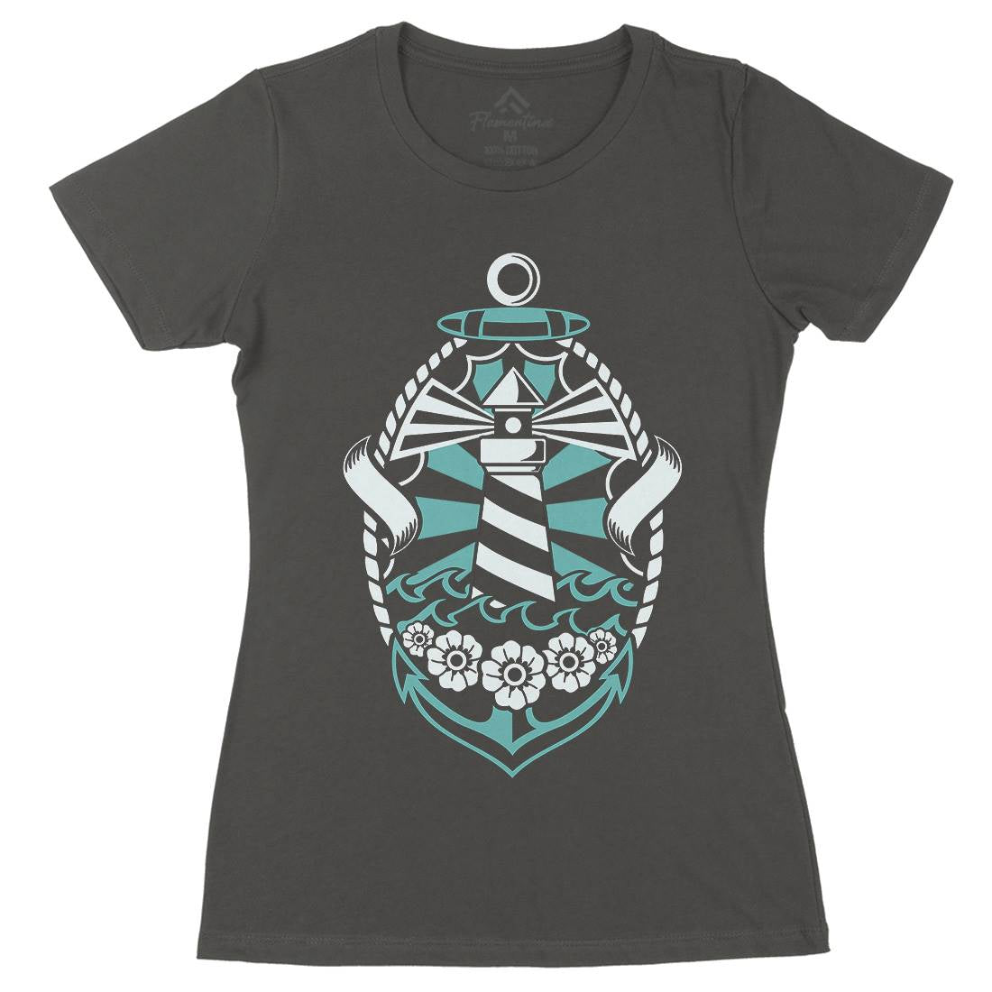 Lighthouse Womens Organic Crew Neck T-Shirt Navy A086