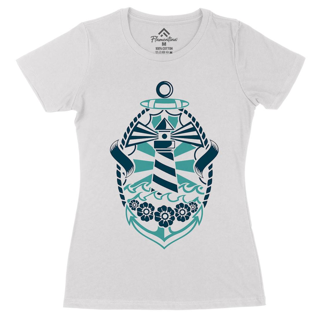 Lighthouse Womens Organic Crew Neck T-Shirt Navy A086