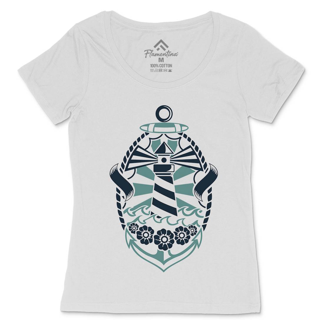 Lighthouse Womens Scoop Neck T-Shirt Navy A086