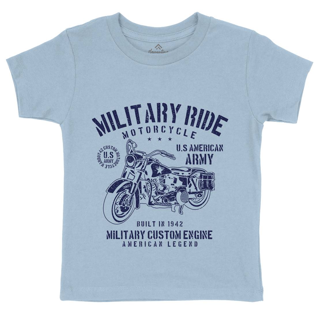 Military Ride Kids Organic Crew Neck T-Shirt Army A088