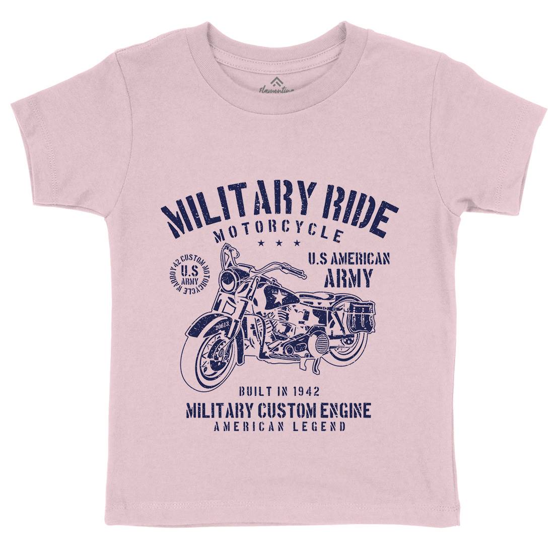 Military Ride Kids Crew Neck T-Shirt Army A088