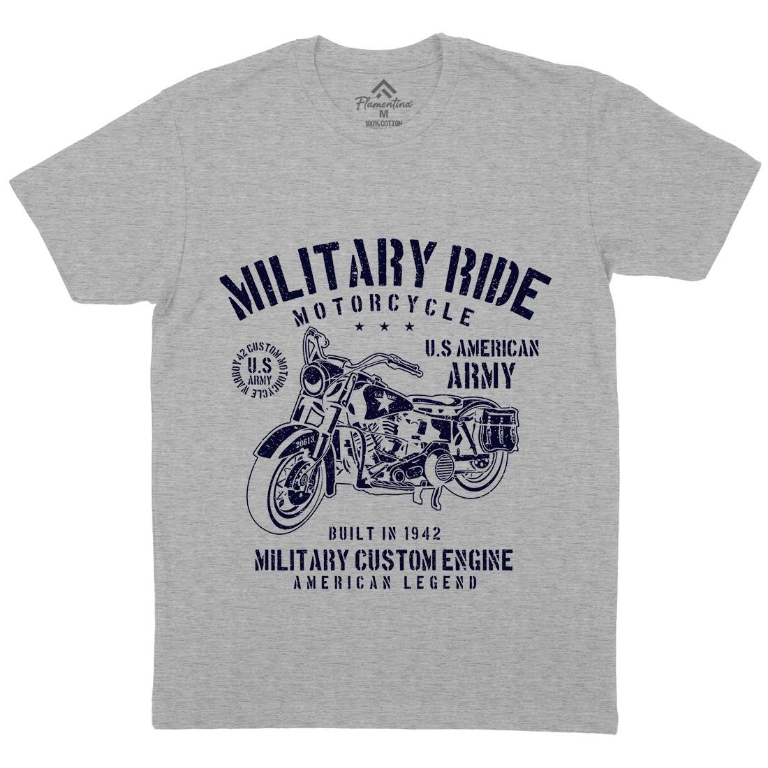 Military Ride Mens Organic Crew Neck T-Shirt Army A088