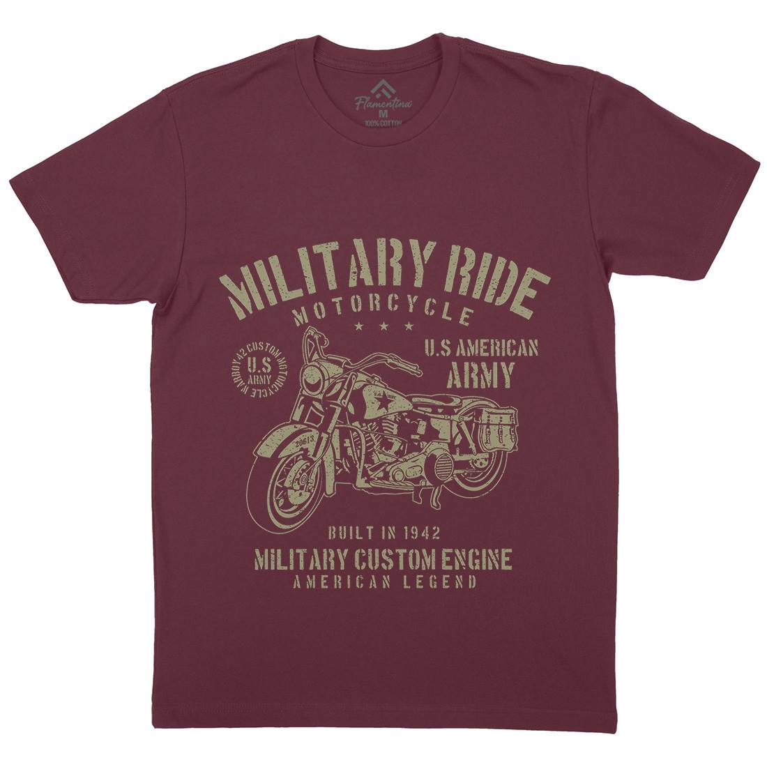 Military Ride Mens Organic Crew Neck T-Shirt Army A088