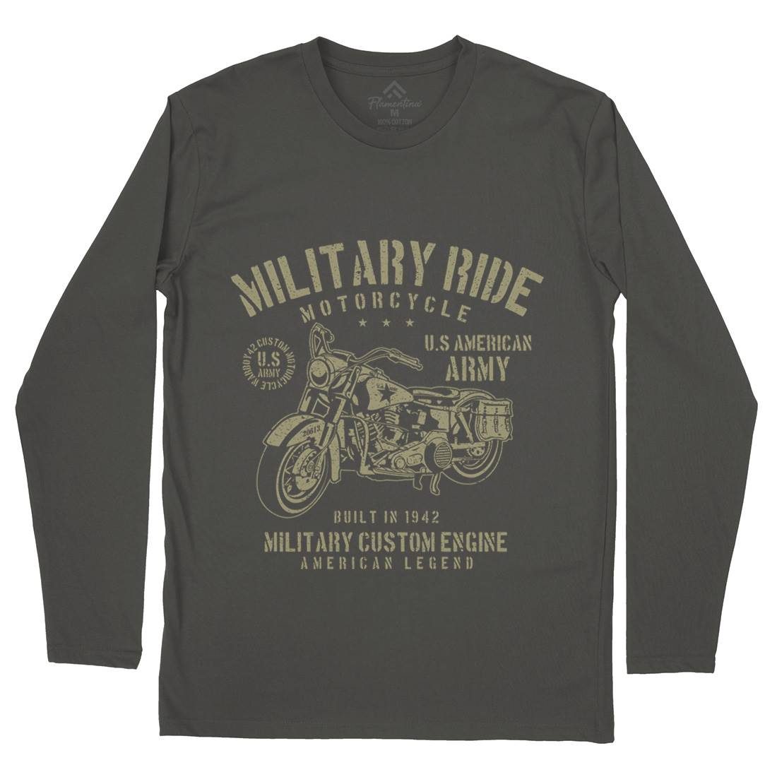 Military Ride Mens Long Sleeve T-Shirt Army A088