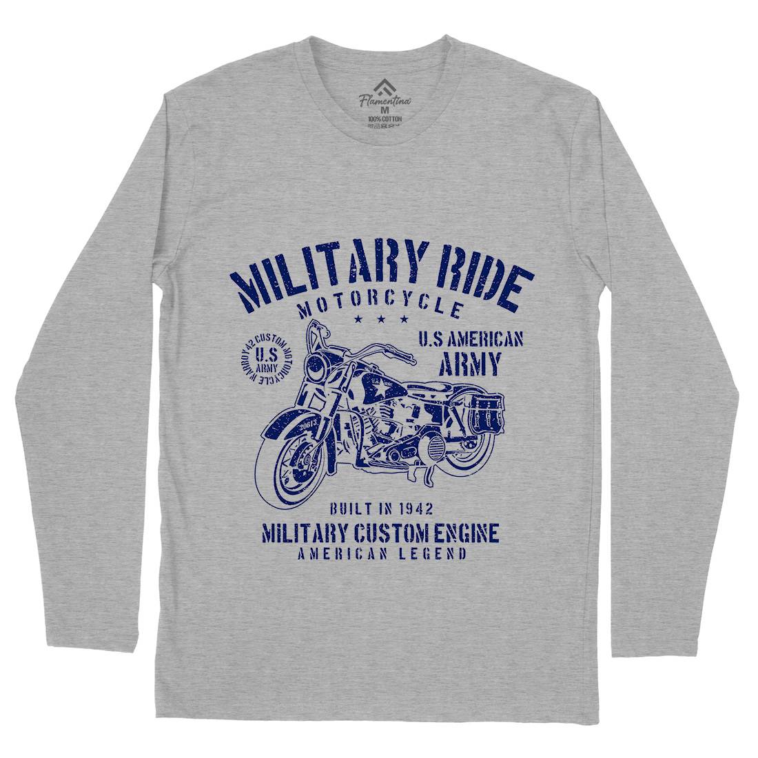 Military Ride Mens Long Sleeve T-Shirt Army A088