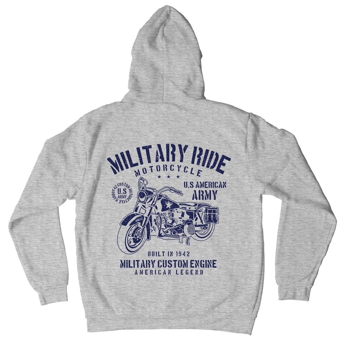 Military Ride Mens Hoodie With Pocket Army A088