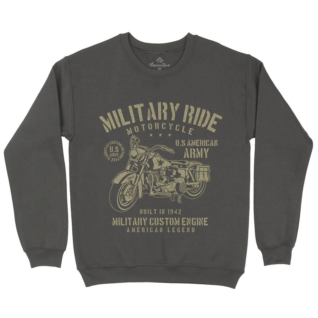 Military Ride Mens Crew Neck Sweatshirt Army A088