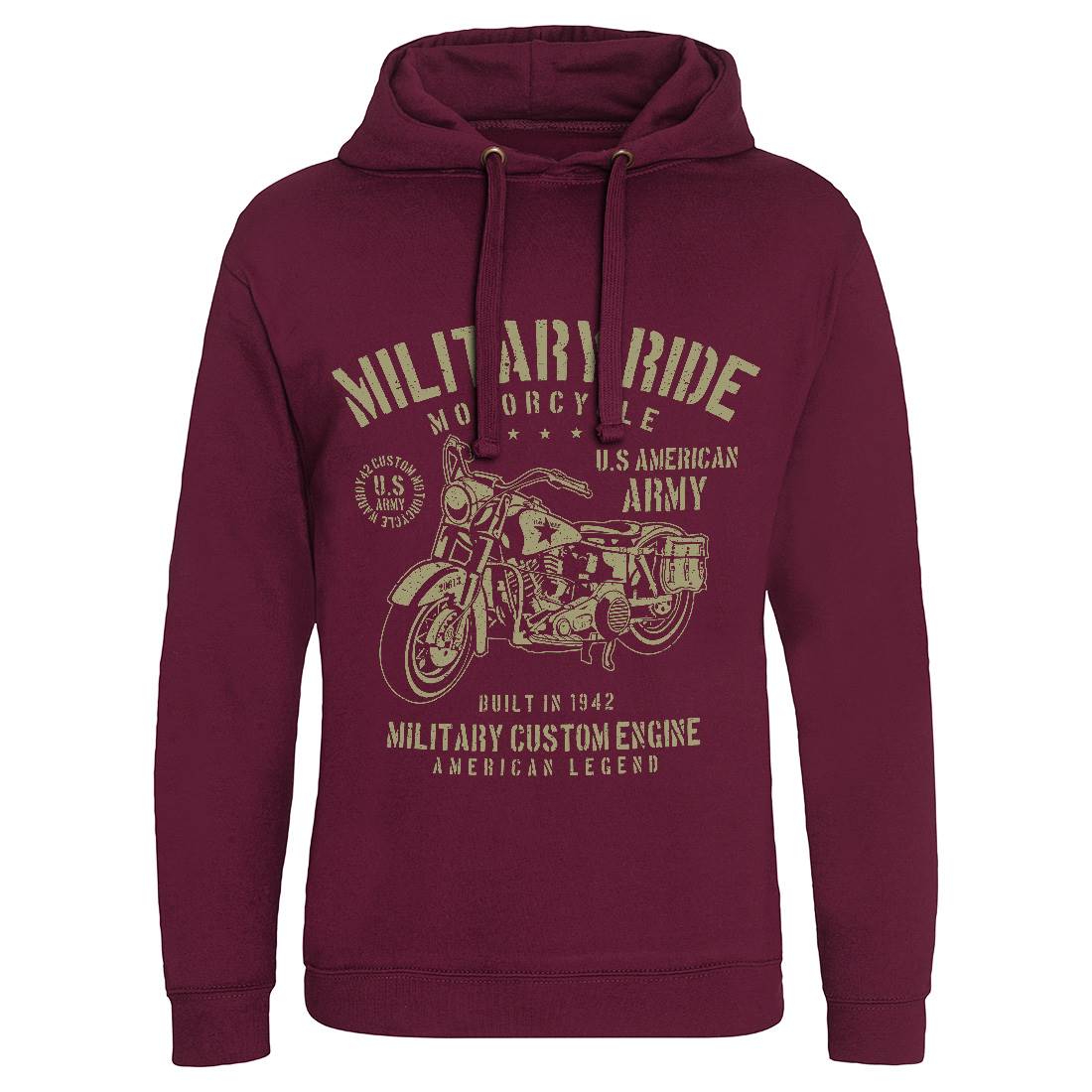 Military Ride Mens Hoodie Without Pocket Army A088