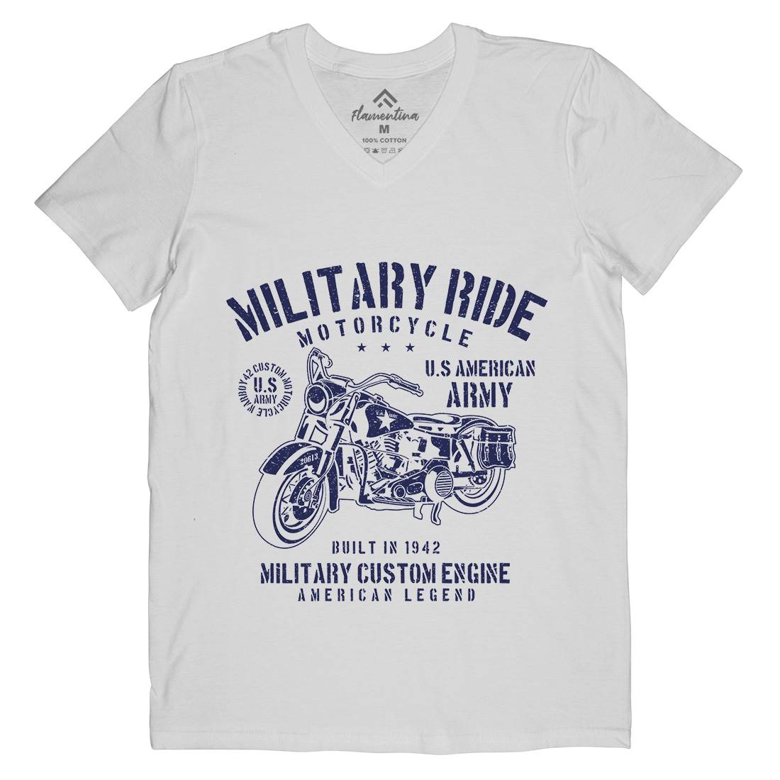 Military Ride Mens V-Neck T-Shirt Army A088