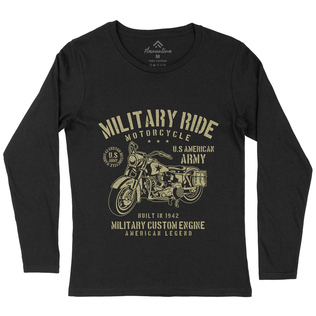 Military Ride Womens Long Sleeve T-Shirt Army A088