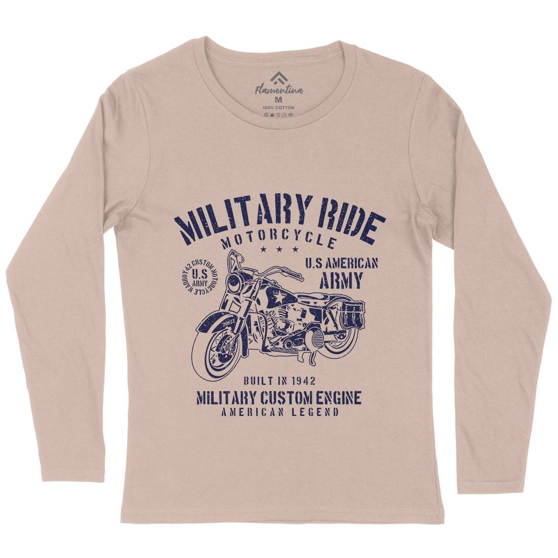 Military Ride Womens Long Sleeve T-Shirt Army A088