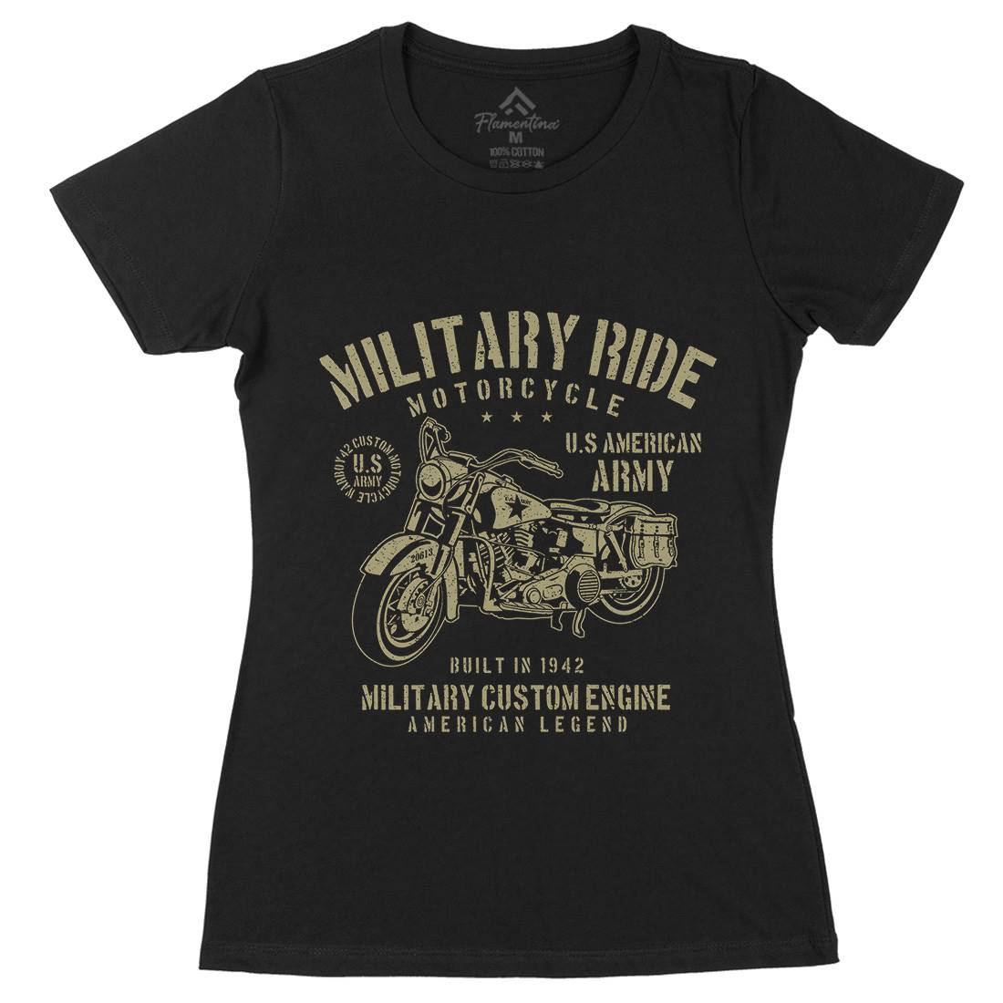 Military Ride Womens Organic Crew Neck T-Shirt Army A088