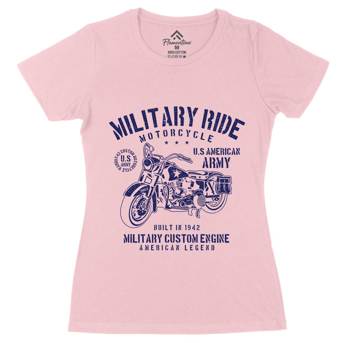 Military Ride Womens Organic Crew Neck T-Shirt Army A088