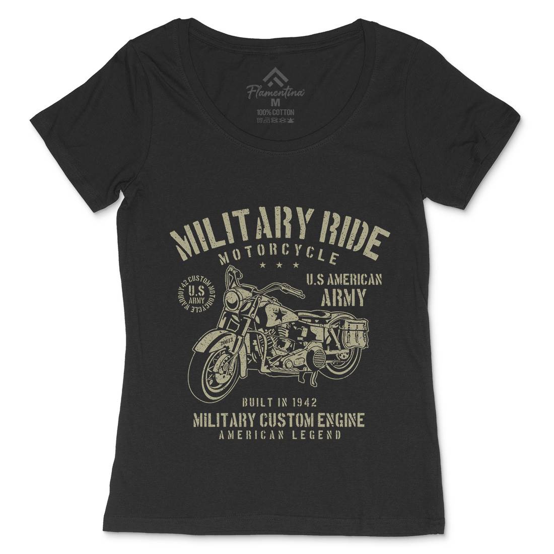 Military Ride Womens Scoop Neck T-Shirt Army A088